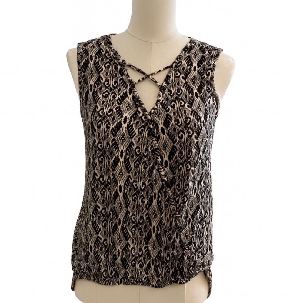 NWT Bobeau Black White Faux Wrap Tank Small Office Siren Y2K Nordstrom